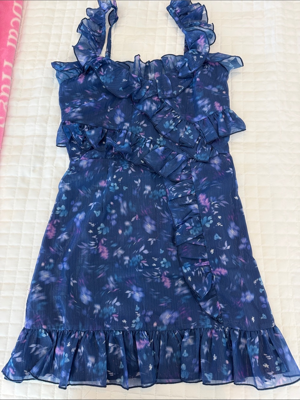 French Connection Navy Floral Ruffle Sundress